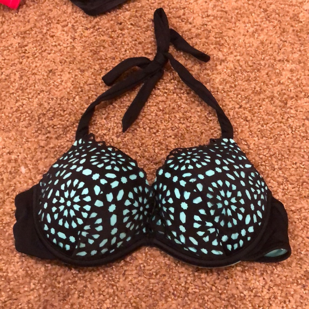Teal and black swimsuit